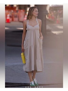 Anthropologie Daily Practice Cream Tiered Maxi Dress with Adjustable Straps